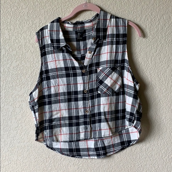 Tops | Cropped Flannel Tank Top 
